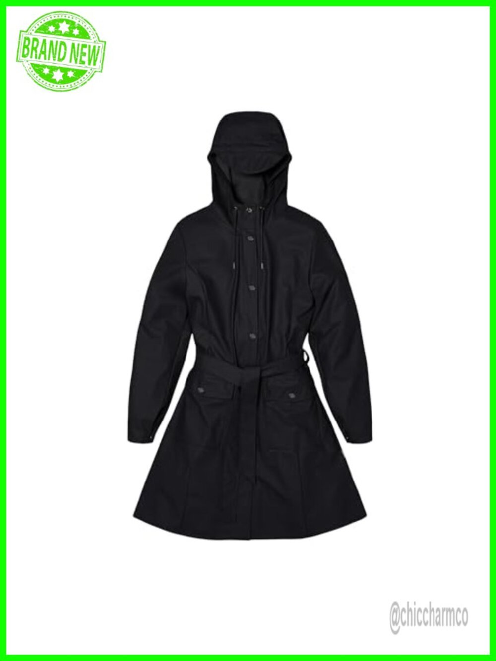 RAINS Curve Jacket Waterproof Hooded Raincoat Windproof